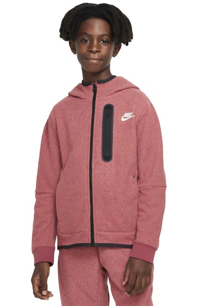 Shop Nike Kids' Tech Fleece Winterized Full Zip Hoodie In Canyon Rust/ Light Bone