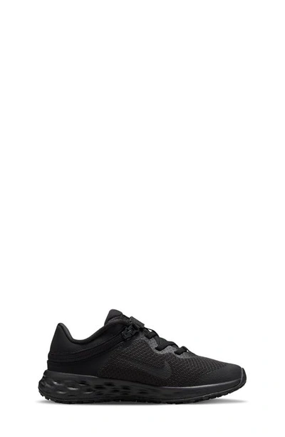Shop Nike Kids' Revolution 6 Flyease Running Shoe In Black/ Black/ Dark Grey