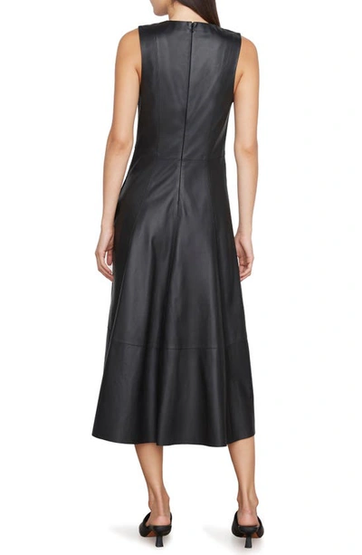 Shop Vince Sleeveless Leather A-line Midi Dress In Black