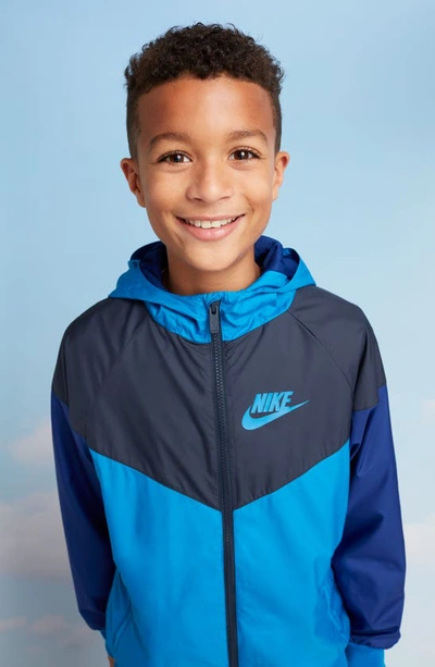 Shop Nike Windrunner Water Resistant Hooded Jacket In Valerian Blue/ Orange
