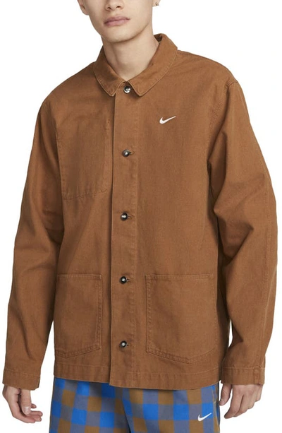 Shop Nike Unlined Chore Coat In Ale Brown/ White