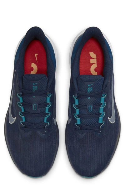 Shop Nike Air Winflo 9 Running Shoe In Obsidian/ Barely Green/ Blue