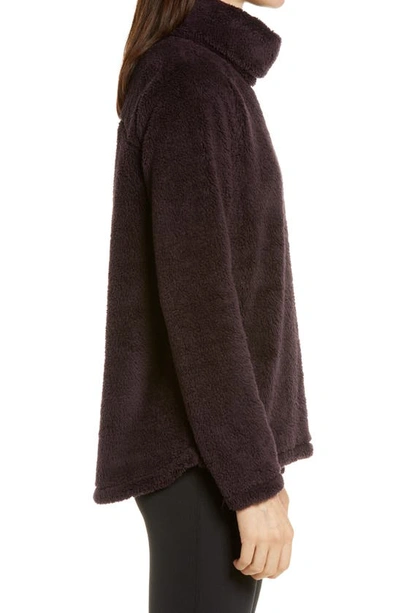 Shop Zella Furry Fleece Funnel Neck Pullover In Purple Nebula