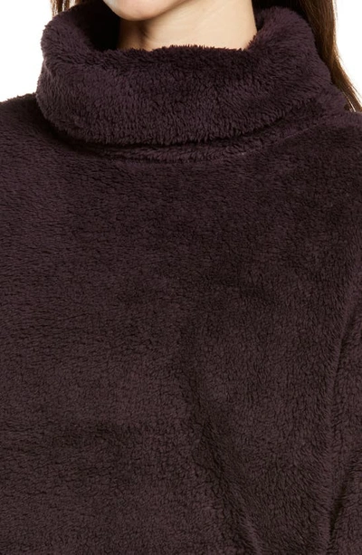 Shop Zella Furry Fleece Funnel Neck Pullover In Purple Nebula