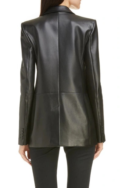 Shop Saint Laurent Single Breasted Leather Blazer In Black