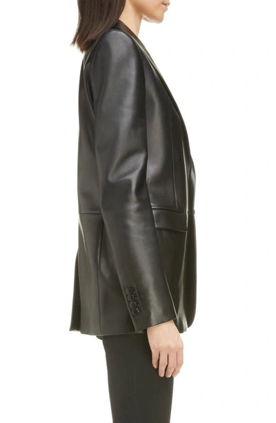 Shop Saint Laurent Single Breasted Leather Blazer In Black