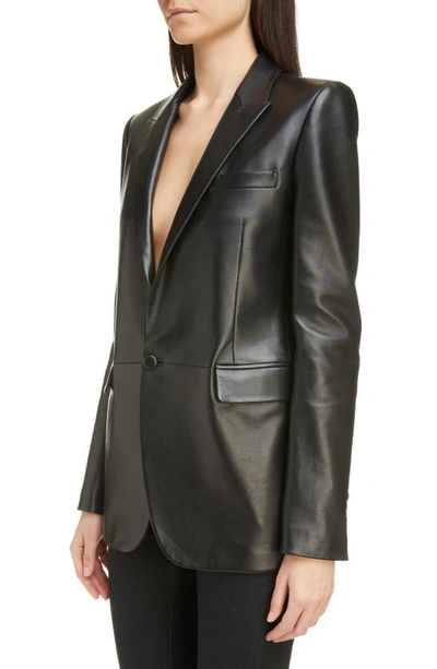 Shop Saint Laurent Single Breasted Leather Blazer In Black