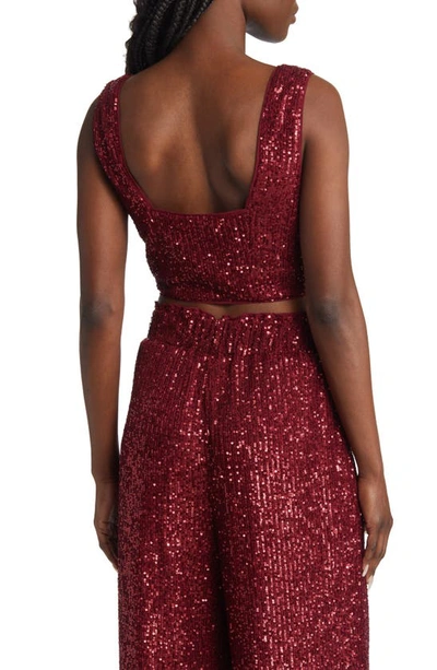 Lulus Flawless Sparkle Wine Red Sequin V-neck Tank Top In Wine Red