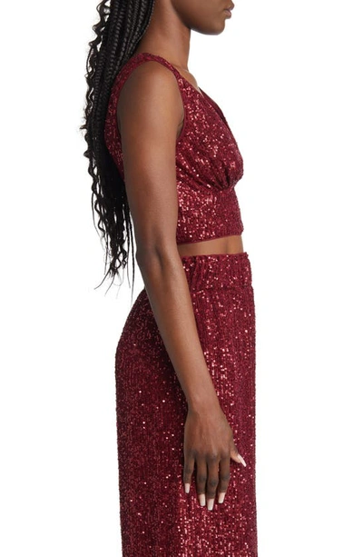 Lulus Flawless Sparkle Wine Red Sequin V-neck Tank Top In Wine Red