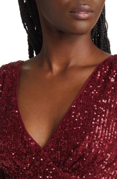 Lulus Flawless Sparkle Wine Red Sequin V-neck Tank Top In Wine Red