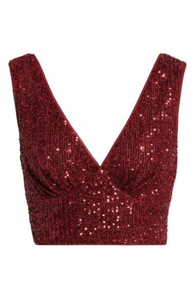 Lulus Flawless Sparkle Wine Red Sequin V-neck Tank Top In Wine Red