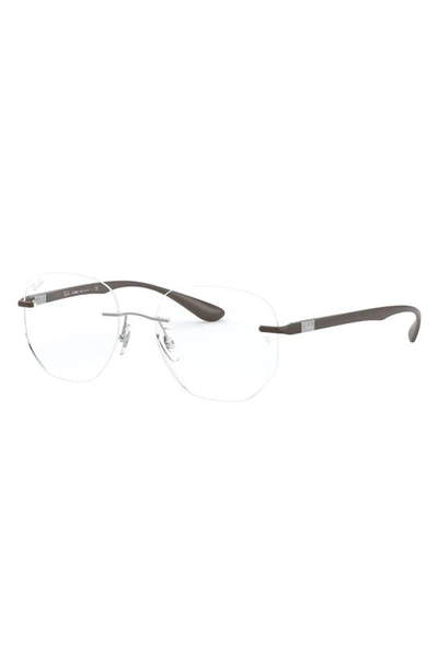 Ray Ban 51mm Rimless Optical Glasses In Spot Brn