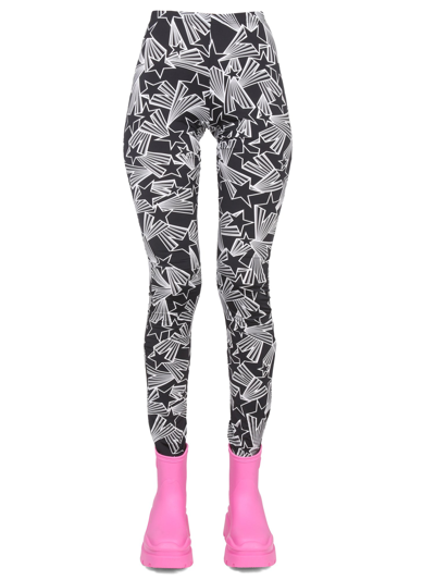 Shop Msgm Leggings With Print In Black