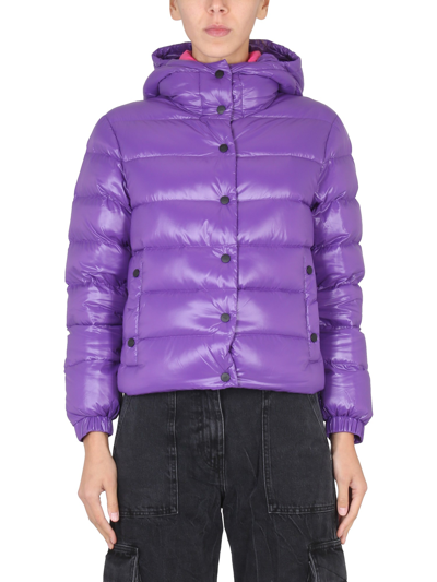Shop Add Down Jacket With Hood In Purple