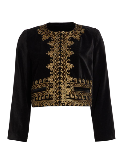 Shop Nili Lotan Women's Eclaire Embroidered Jacket In Black Gold Embroidery