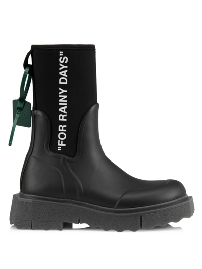 Shop Off-white Women's Sponge Rubber Rain Boots In Black White