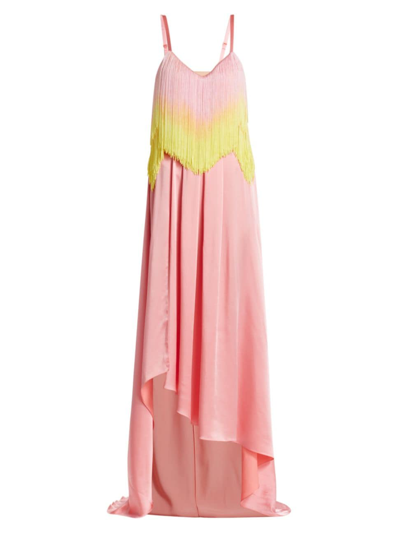 Shop Halpern Women's Diamond Fringe Cut-out Gown In Flamingo Pink