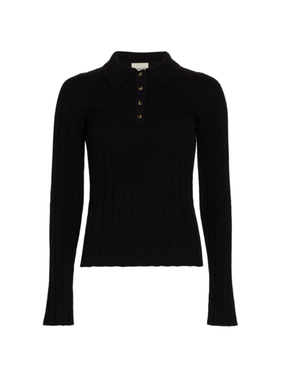 Shop Khaite Women's Hans Cashmere Half-button Sweater In Black