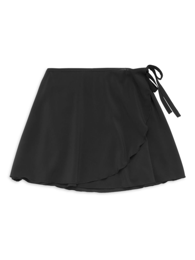 Shop Katiej Nyc Girl's Yvette Wrap Skirt In Black