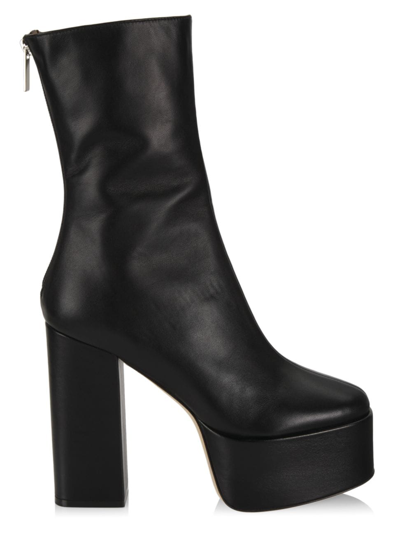 Shop Paris Texas Women's Lexy Leather Platform Short Boots In Black