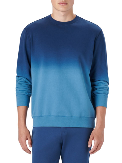 Shop Bugatchi Men's Dip-dye Ombre Crewneck Sweater In Night Blue