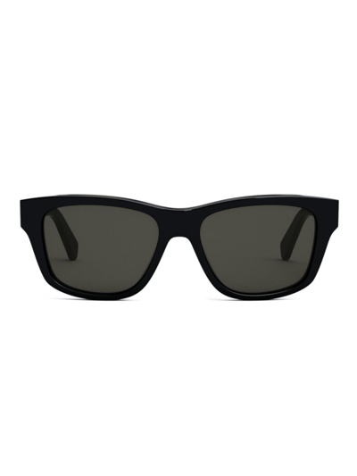 Shop Celine Men's Rectangular Wayfarer Sunglasses In Black