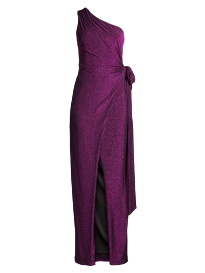 Shop Aidan Mattox Women's Asymmetric Knit Wrap Dress In Magenta