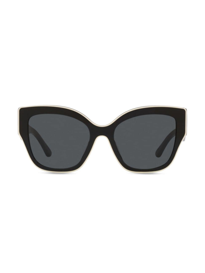 Shop Tory Burch Women's 54mm Oversized Cat-eye Sunglasses In Black Grey