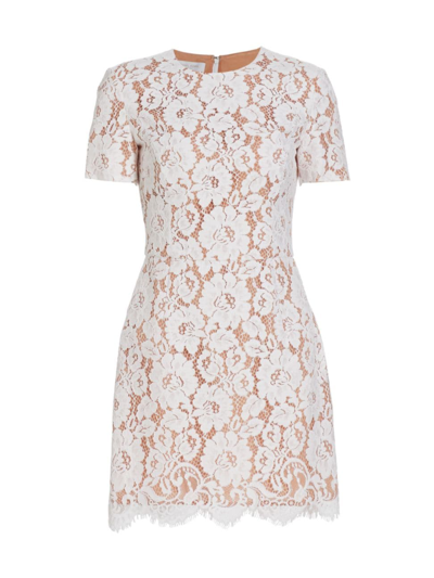 Shop Michael Kors Women's Lace Short-sleeve Minidress In Optic White Floral Lace