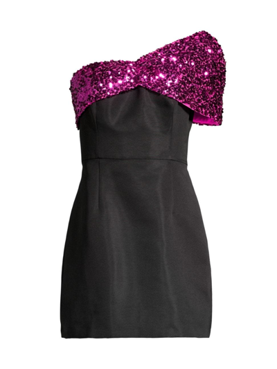 Shop Sachin & Babi Women's Gilda Sequined Minidress In Hot Pink Black