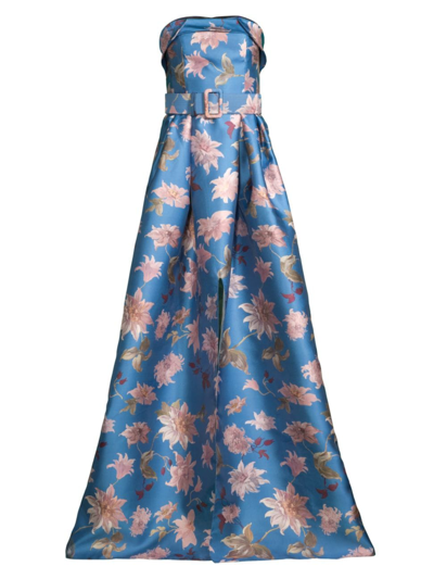 Shop Sachin & Babi Women's Brielle Strapless Floral Gown In Slate Dalia Multi
