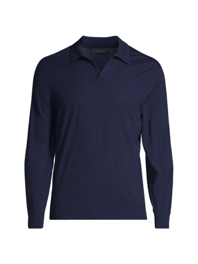 Shop Sease Men's Lasca Knit Wool Polo Shirt In Navy Blue