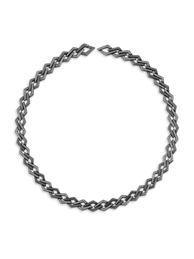 Shop Ascher Women's Luminescence Black Rhodium-plate & Diamond Tidal Pull Choker