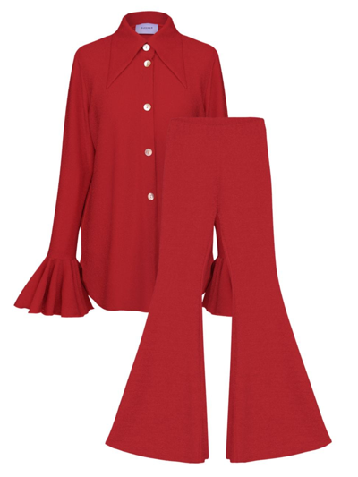 Shop Sleeper Women's Two-piece Flared Lounge Set In Red