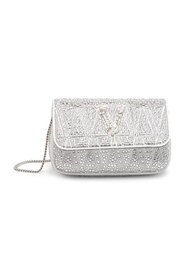 Shop Versace Women's Mini Virtus Hotfix Crossbody Bag In Optical White
