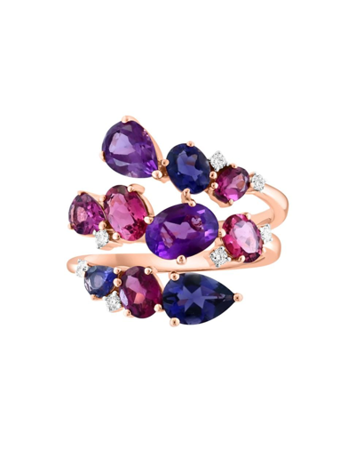 Shop Saks Fifth Avenue Women's 14k Rose Gold & Multi-gemstone Wrap Ring In Pink