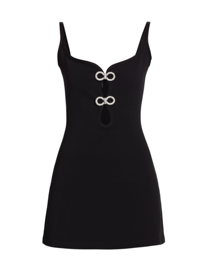 Shop Mach & Mach Women's Crystal Bow Cutout Minidress In Black