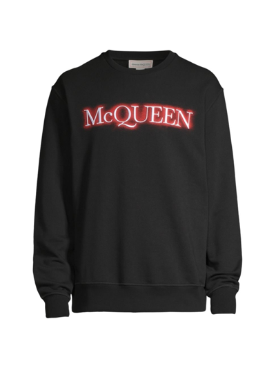 Shop Alexander Mcqueen Men's Logo Crewneck Sweatshirt In Black Mix