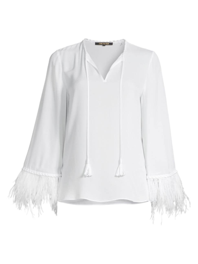Shop Kobi Halperin Women's Jilly Feather-embellished Blouse In White