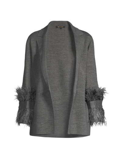 Shop Kobi Halperin Women's Soleil Feather-embellished Sweater In Grey Melange