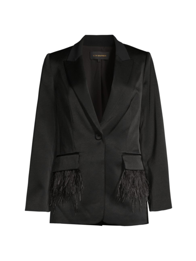 Shop Kobi Halperin Women's Finley Feather-embellished Blazer In Black