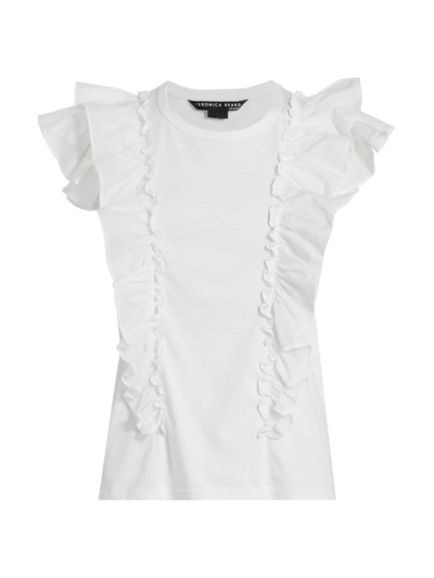 Shop Veronica Beard Women's Bardot Ruffle T-shirt In White