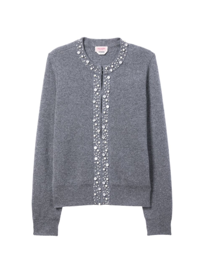 Shop Kate Spade Women's Pearl-rhinestone Embellished Pullover Sweater In Grey Melange