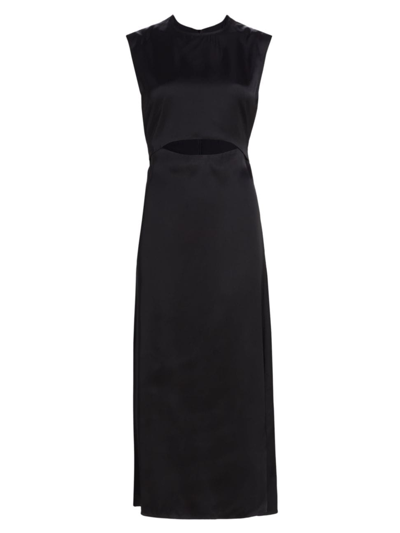 Shop Loulou Studio Women's Cut-out Satin Midi-dress In Black