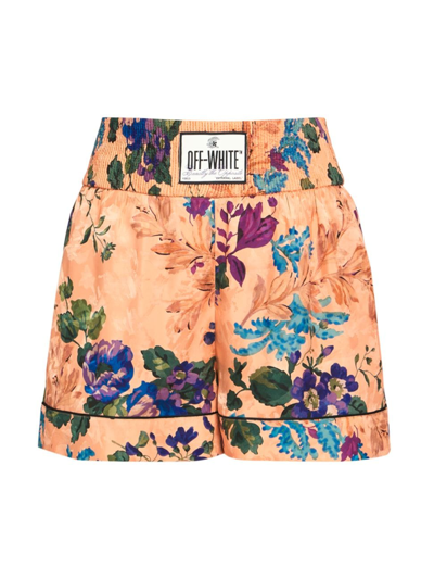 Shop Off-white Women's Jacquard Pajama Shorts In Peach Orange