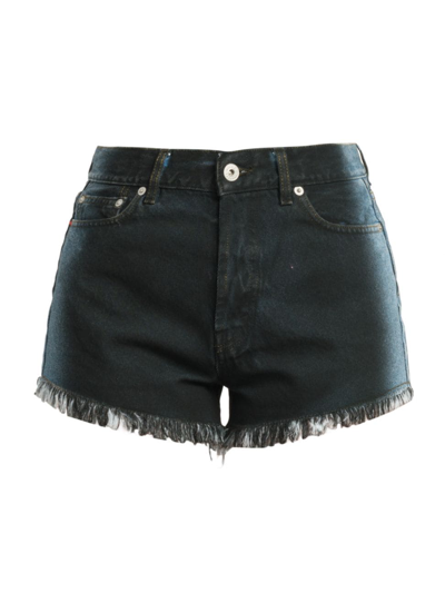 Shop Heron Preston Women's Gradient Cotton Denim Shorts In Black Blue Gradient