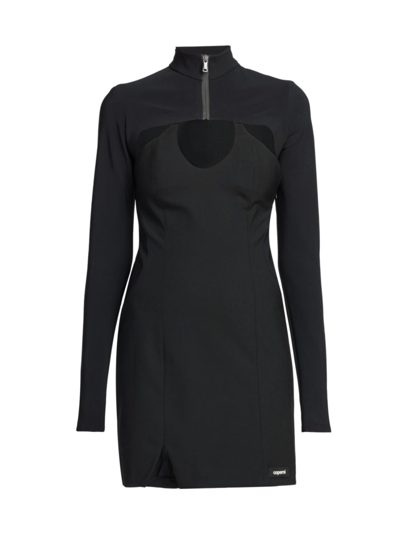 Shop Coperni Women's Hybrid Layered Long-sleeve Minidress In Black