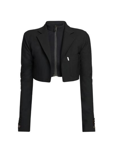 Shop Coperni Women's Hybrid Cropped Layered Jacket In Black
