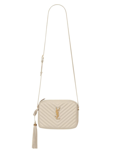 Shop Saint Laurent Women's Lou Camera Bag In Quilted Leather In Crema Soft