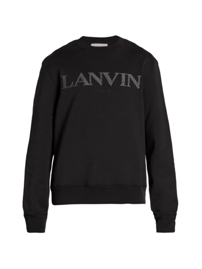 Shop Lanvin Men's Curb Court Sweatshirt In Black